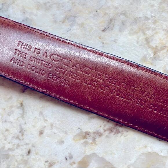 Vintage Coach USA Buckle Brass Leather 1” wide Belt BLK sz 34 - Picture 8 of 12